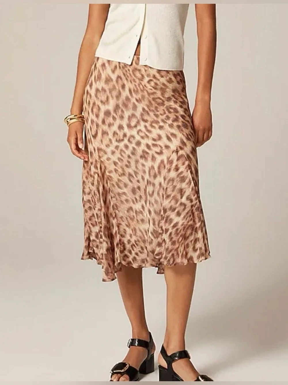 J.Crew Gwyneth Silky Midi Slip Skirt - Animal Print / Leopard NWT - Small